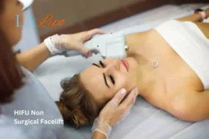 Woman having Hi-Fu to reduce wrinkles Buxton.